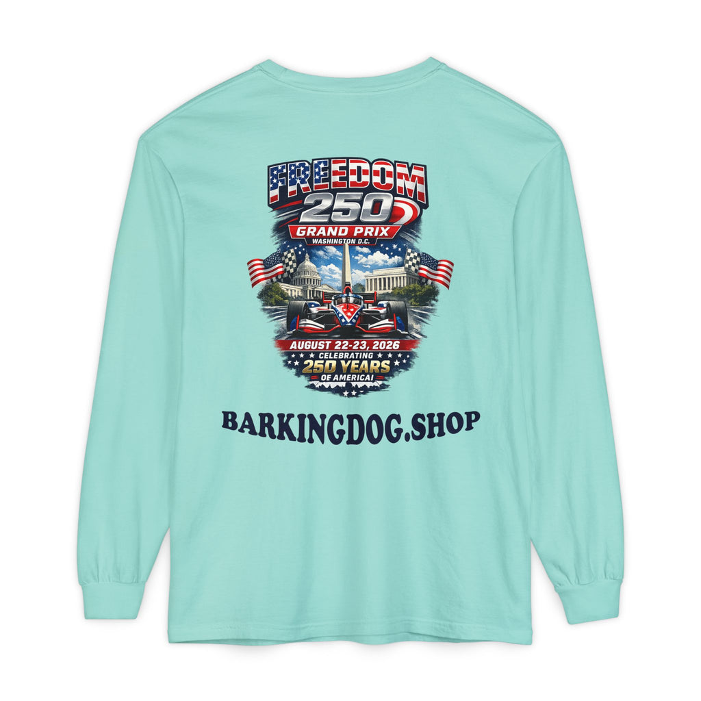 Freedom 250 Grand Prix Long Sleeve T-Shirt — "Wag On" Dog Rally Race Tee