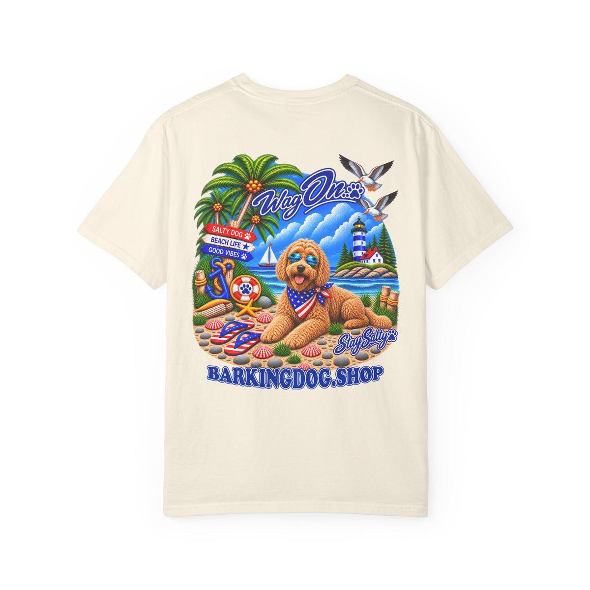 Goldendoodle Stay Salty T Shirt Beach Collection Salty Pup Beach Life Graphic Tee Wag On BarkingDog Shop