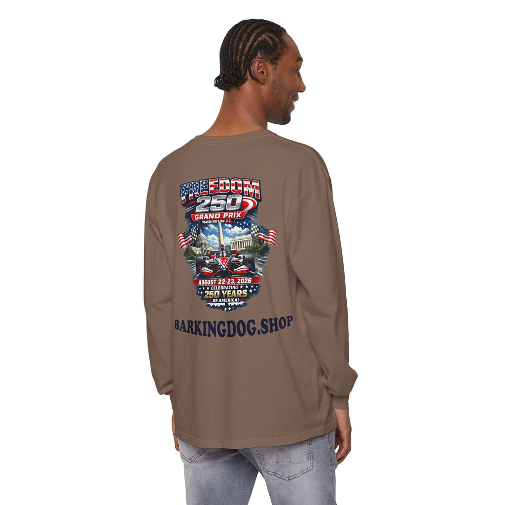 Freedom 250 Grand Prix Long Sleeve T-Shirt — "Wag On" Dog Rally Race Tee