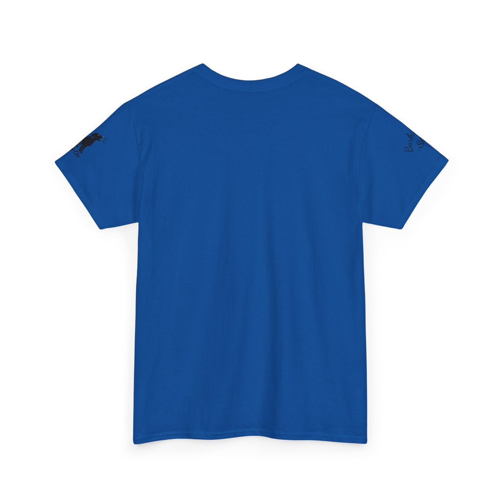 Golden Retriever Mountain Lake Wildlife Woodcut Tee Blue Outdoor Canine Graphic T-Shirt BarkingDog Shop