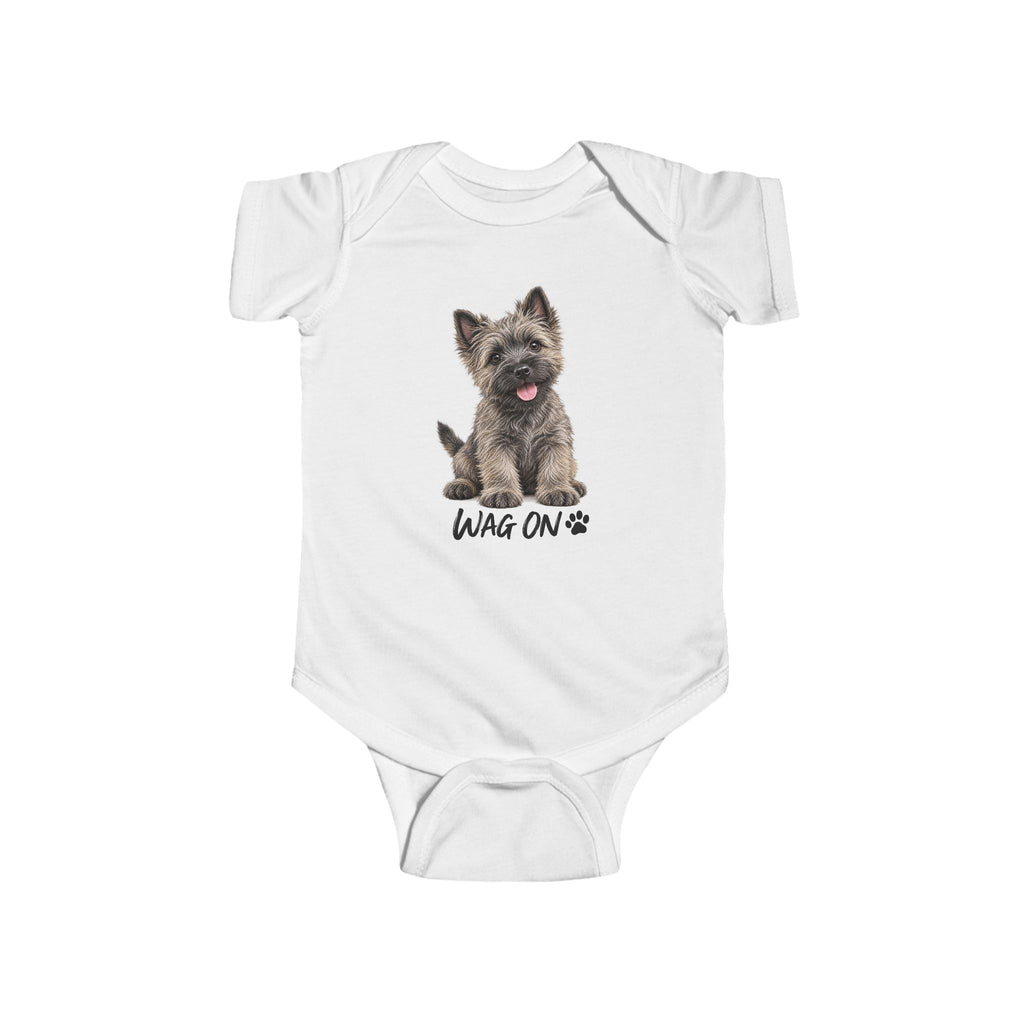 Cairn Terrier Puppy Infant Bodysuit Babies and Puppies Collection Wag On Baby Onesie BarkingDog Shop