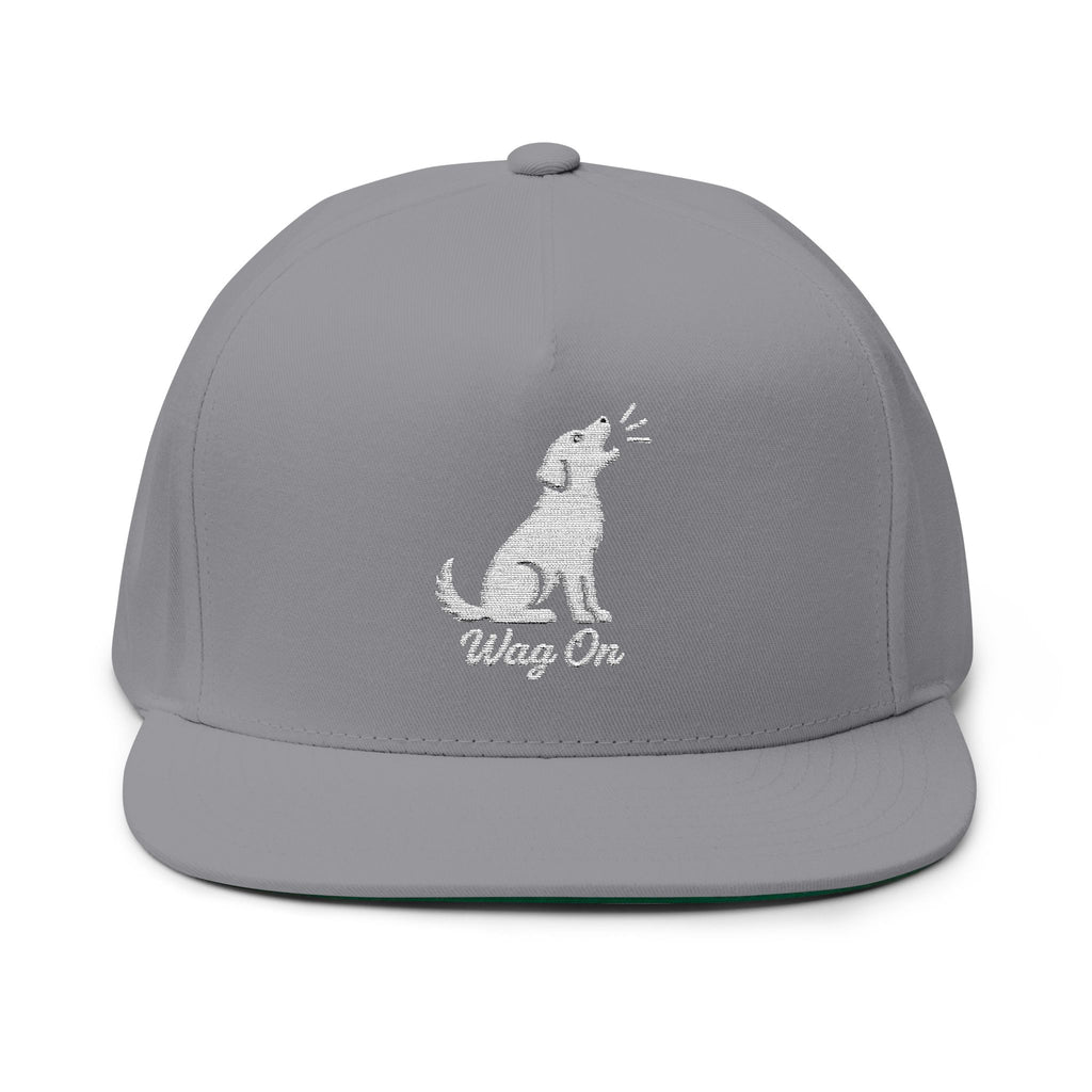 Embroidered Wag On Dog Lovers Flat Bill Cap