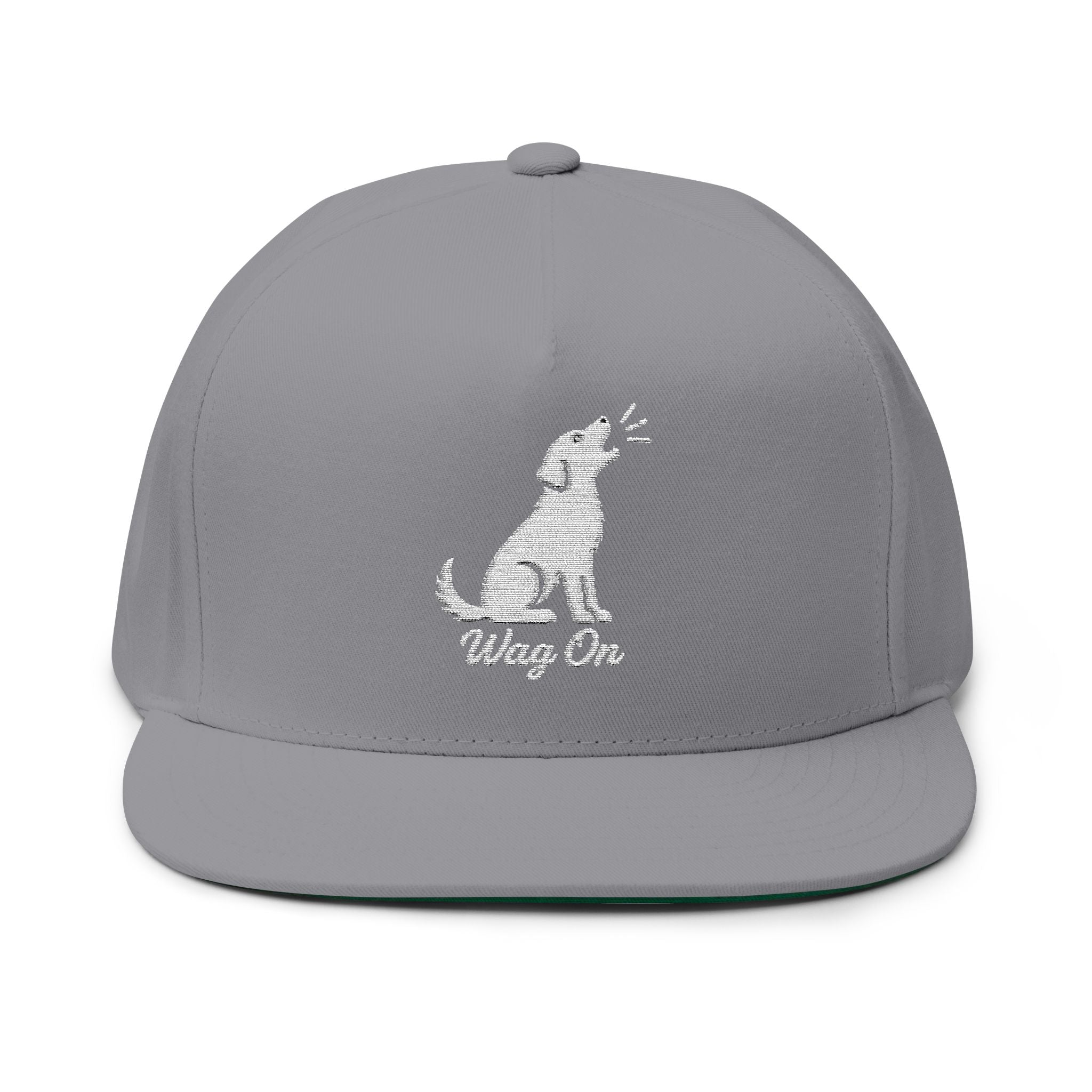 Embroidered Wag On Dog Lovers Flat Bill Cap