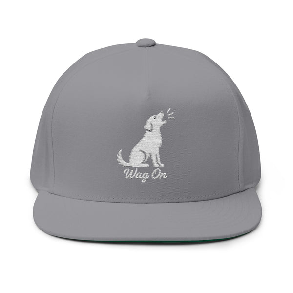 Embroidered Wag On Dog Lovers Flat Bill Cap
