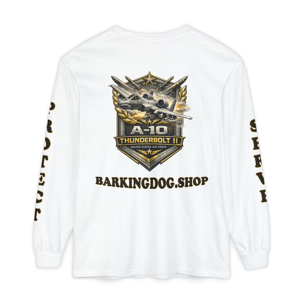 A-10 Thunderbolt II Long Sleeve Tee — Barking Dog 'Wag On' Military Air Force Tribute