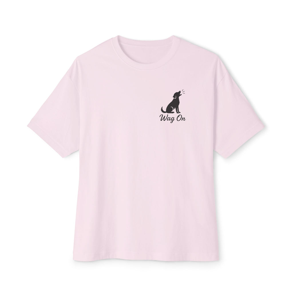 Dog Mama Boxy Tee - "Wag On Barking Dog" Minimalist Graphic T-Shirt