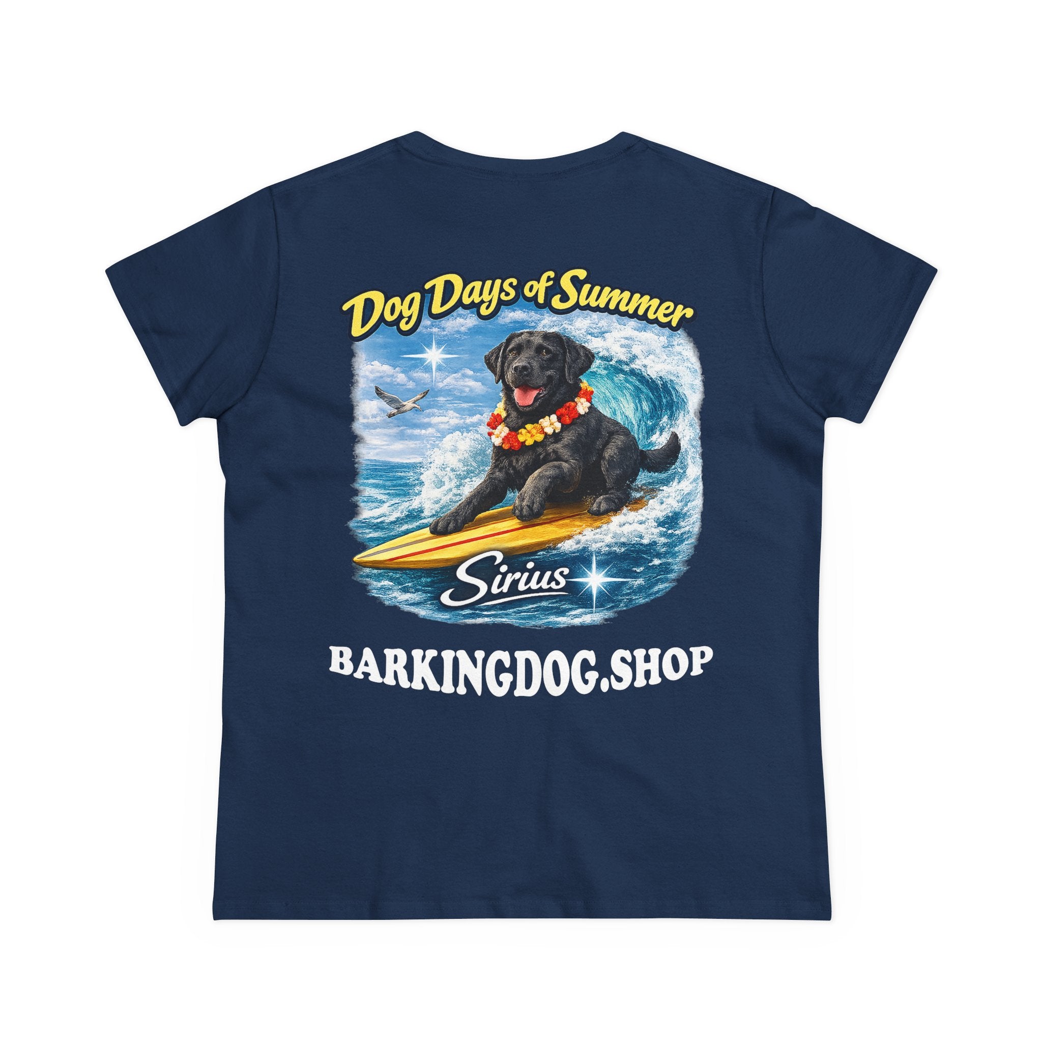 Black Labrador Dog Surfboard T-Shirt Wag On™ Dog Days of Summer