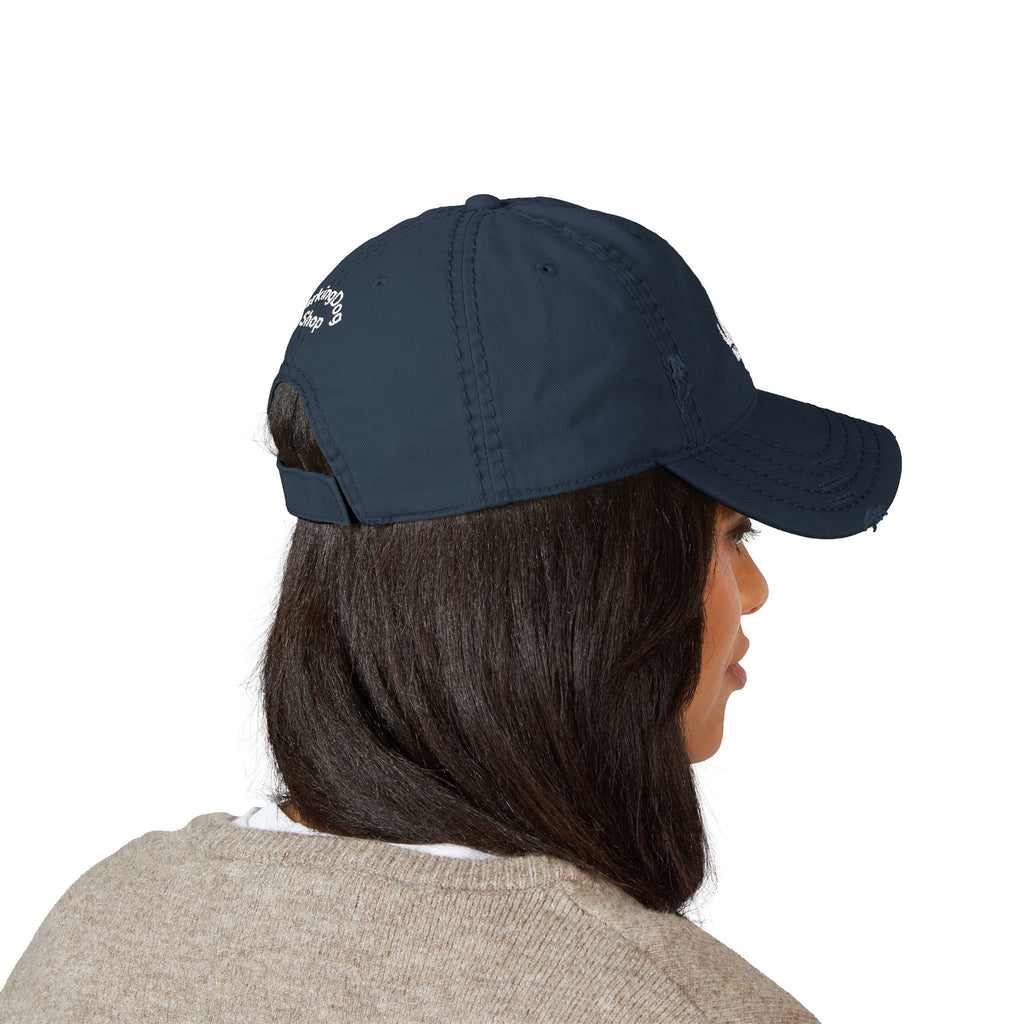 Distressed Embroidered Hat — 'Wag On' Dog Silhouette Cap