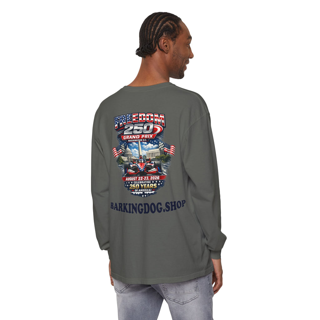 Freedom 250 Grand Prix Long Sleeve T-Shirt — "Wag On" Dog Rally Race Tee