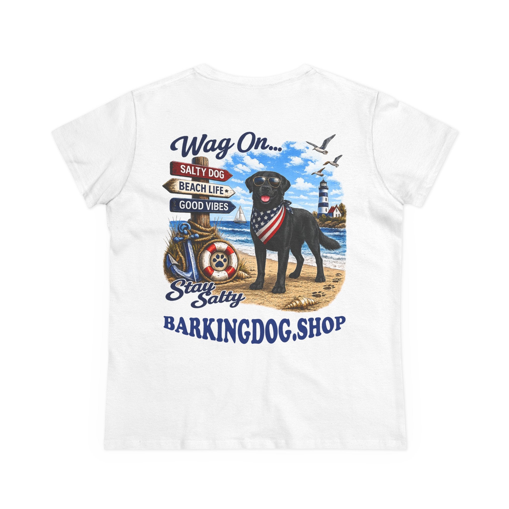 Black Lab Dog Beach T Shirt Wag On™ Stay Salty
