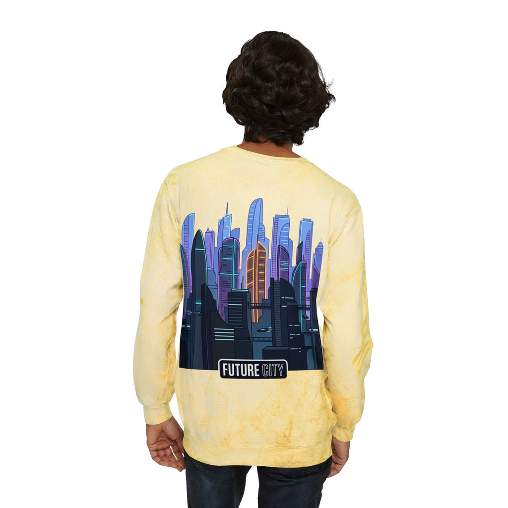 Future City Yellow Tie-Dye Crewneck Sweatshirt