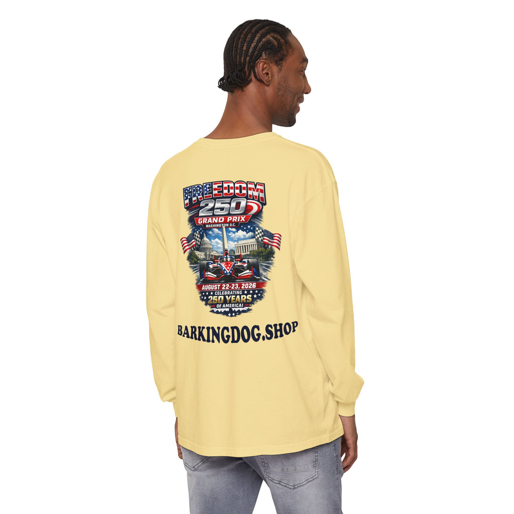 Freedom 250 Grand Prix Long Sleeve T-Shirt — "Wag On" Dog Rally Race Tee