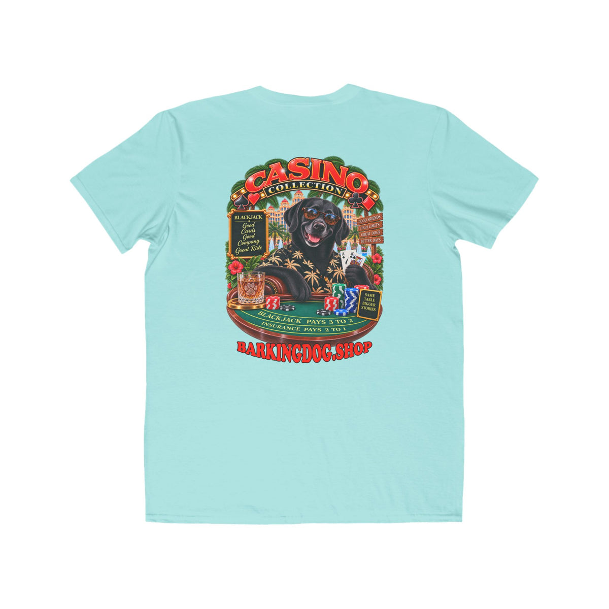 Black Labrador Blackjack T Shirt Casino Collection Funny Slot Machine Dog Graphic Tee Wag On BarkingDog Shop