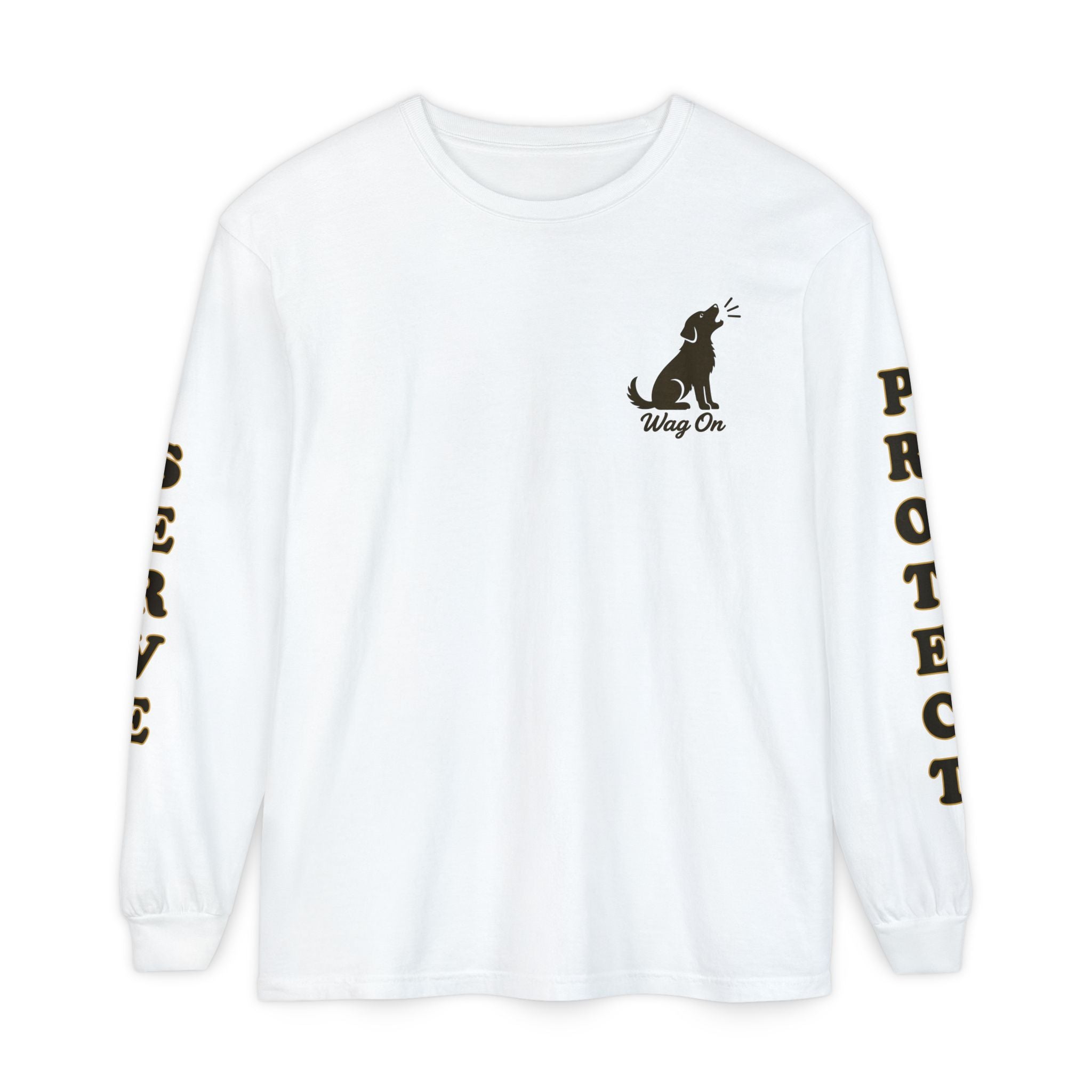 AH-64 Apache Helicopter Long Sleeve Tee — BarkingDog 'Wag On' Military Tribute