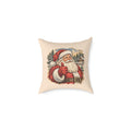 Santa Thumbs Up Woodcut Relief Throw Cushion Warm Peach Holiday Decoration BarkingDog Shop