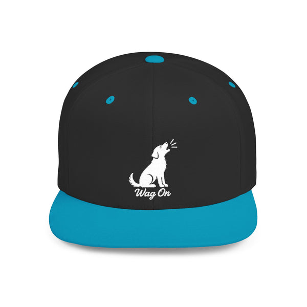 Copy of Wag On Snapback Hat — Embroidered Howling Dog Flat Bill Cap