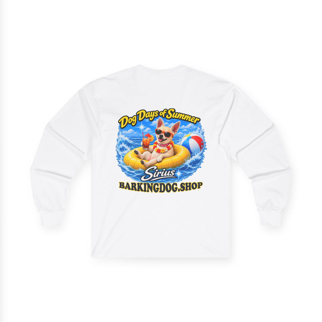 Chihuahua Dog Days of Summer Inner Tube Long Sleeve T Shirt Beach Collection Floating Dog Graphic Tee Wag On BarkingDog Shop