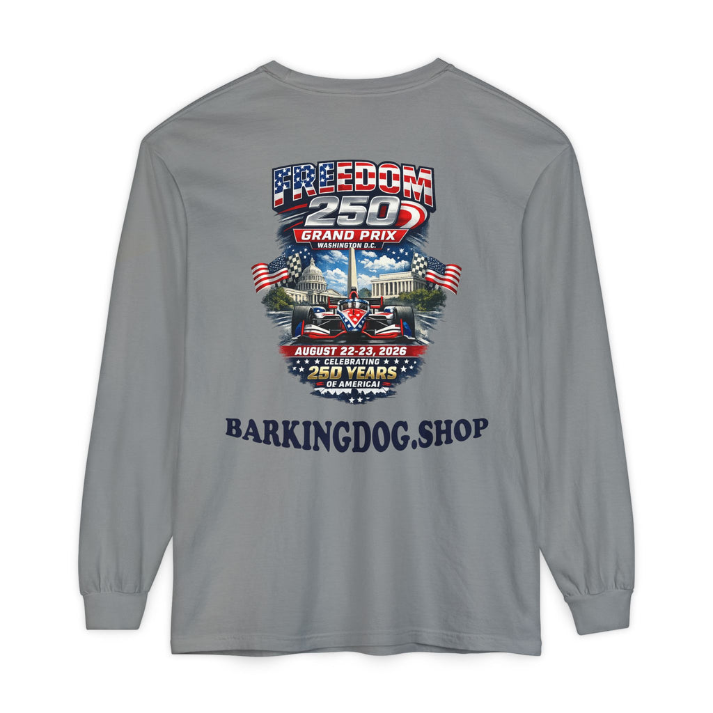 Freedom 250 Grand Prix Long Sleeve T-Shirt — "Wag On" Dog Rally Race Tee