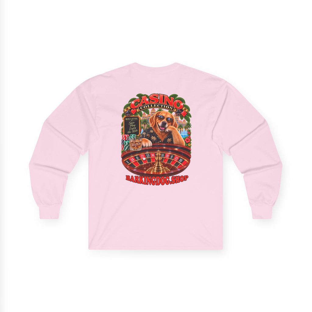 Golden Retriever Roulette Long Sleeve T Shirt Casino Collection Vintage Casino Dog Graphic Tee Wag On BarkingDog Shop