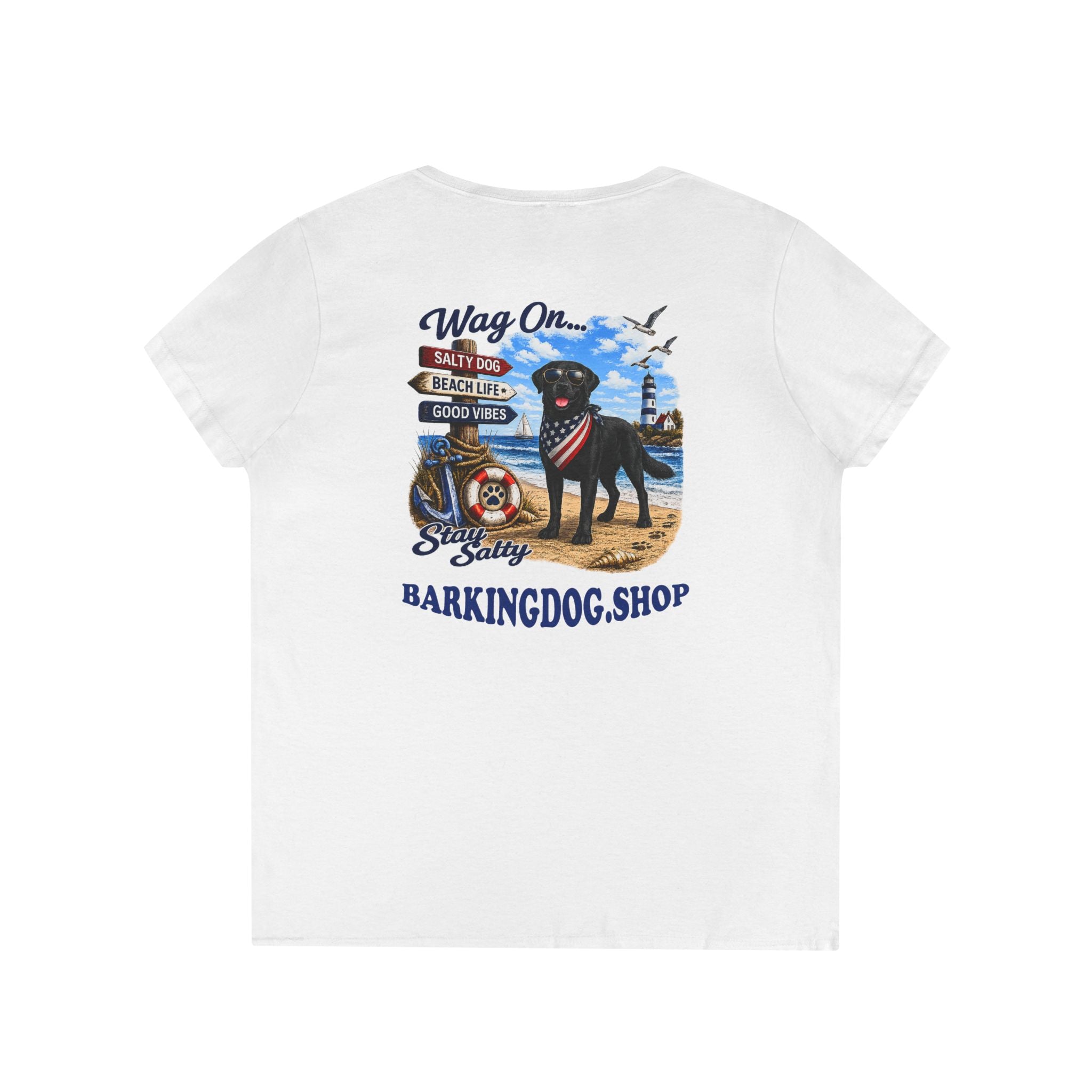 Black Lab Dog Beach T Shirt Wag On™ Stay Salty