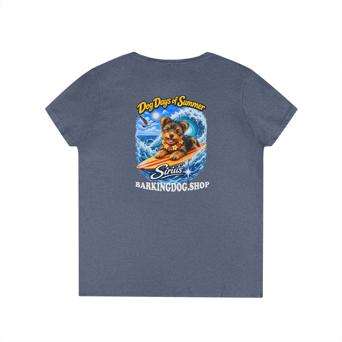 Yorkshire Terrier Surfboard T Shirt Dog Days Of Summer Beach Dog Lover Graphic Tee Wag On BarkingDog Shop