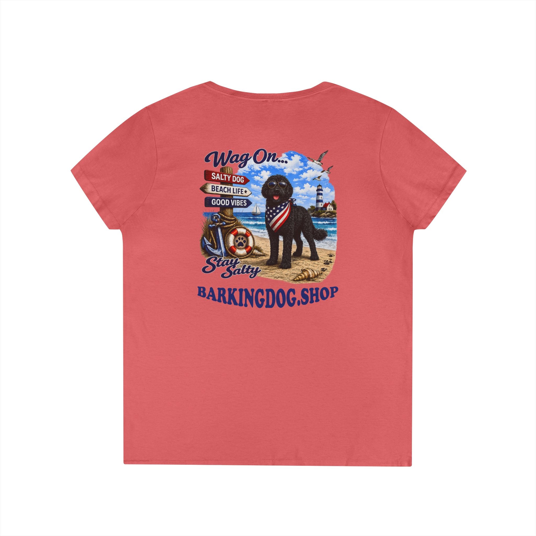 Black Bernedoodle T Shirt Stay Salty Beach Dog Lover Graphic Tee Wag On BarkingDog Shop