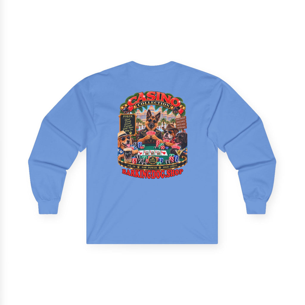 German Shepherd Poker Long Sleeve T Shirt Casino Collection Vintage Casino Dog Graphic Tee Wag On BarkingDog Shop