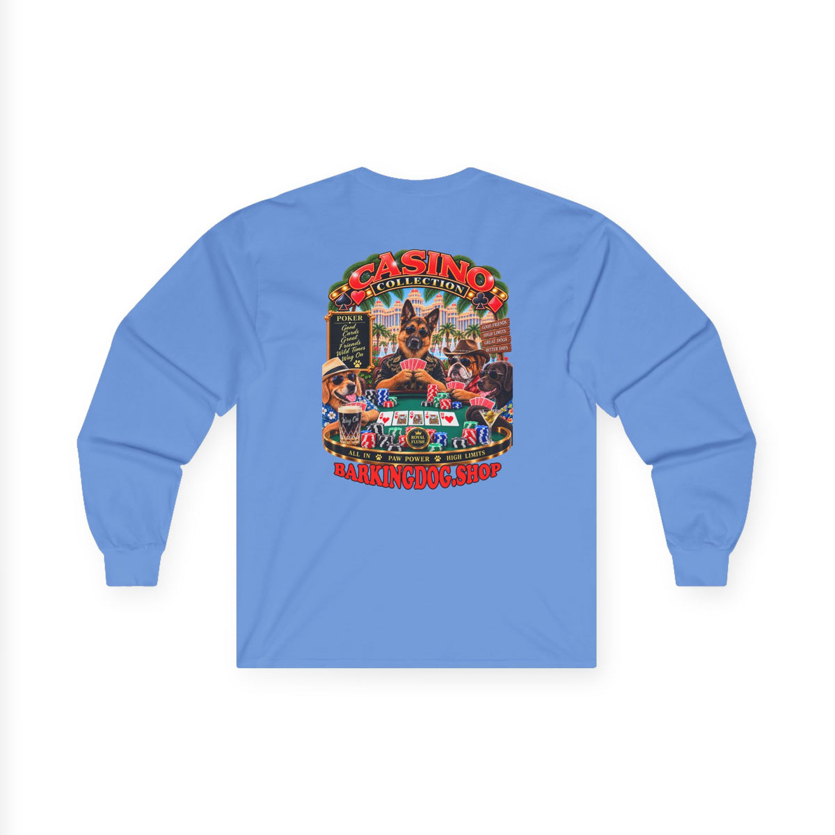 German Shepherd Poker Long Sleeve T Shirt Casino Collection Vintage Casino Dog Graphic Tee Wag On BarkingDog Shop