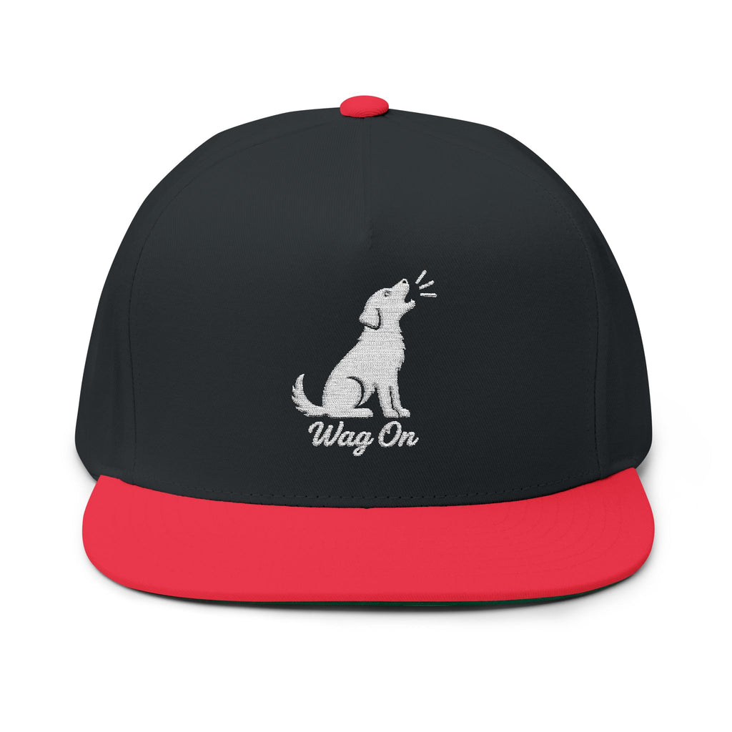 Embroidered Wag On Dog Lovers Flat Bill Cap
