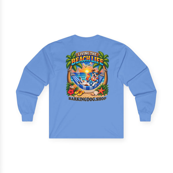Copy of Chihuahua Beach Life Canine Long Sleeve T Shirt Beach Collection Hammock Tropical Dog Graphic Tee Wag On BarkingDog Shop