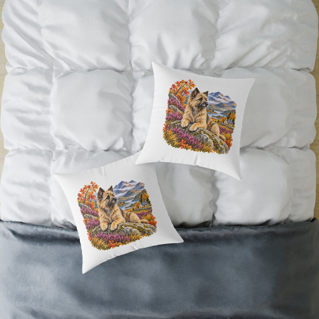 Cairn Terrier Scottish Highlands Autumn Throw Pillow White Home Decor Collection Scenic Dog Decor BarkingDog Shop