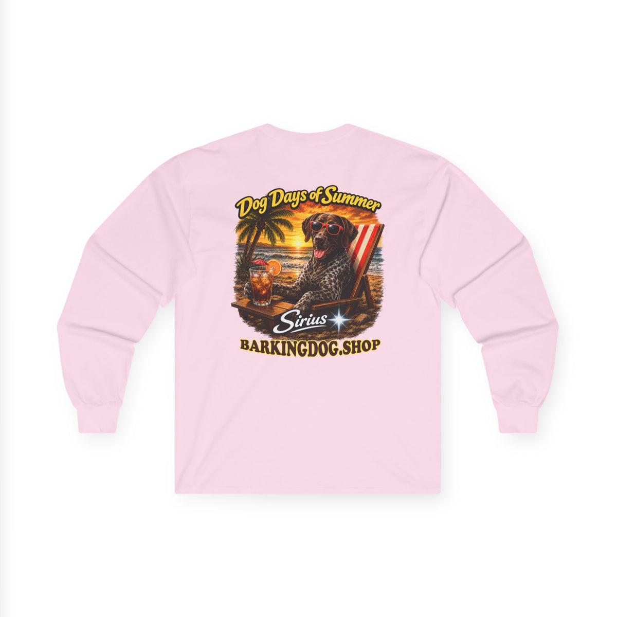 German Shorthaired Pointer Dog Days of Summer Beach Chair Long Sleeve T Shirt Beach Collection Relaxing Dog Graphic Tee Wag On BarkingDog Shop