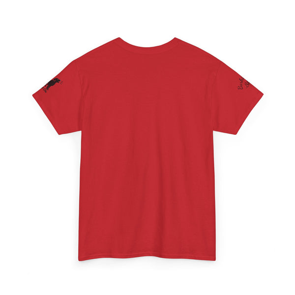 Golden Retriever Mountain Lake Wildlife Woodcut Tee Red Outdoor Canine Graphic T-Shirt BarkingDog Shop