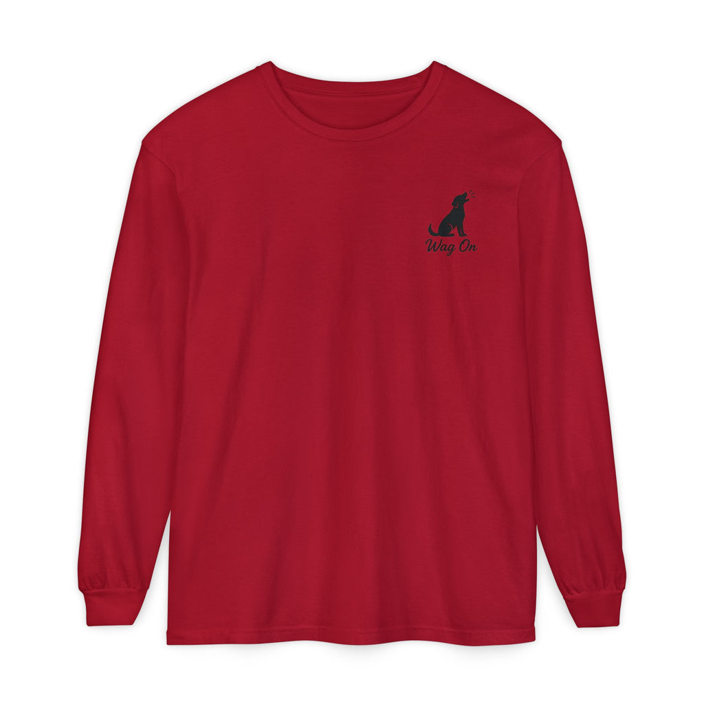 USA 250th Anniversary Long Sleeve T-Shirt — Patriotic Dog Flag Design