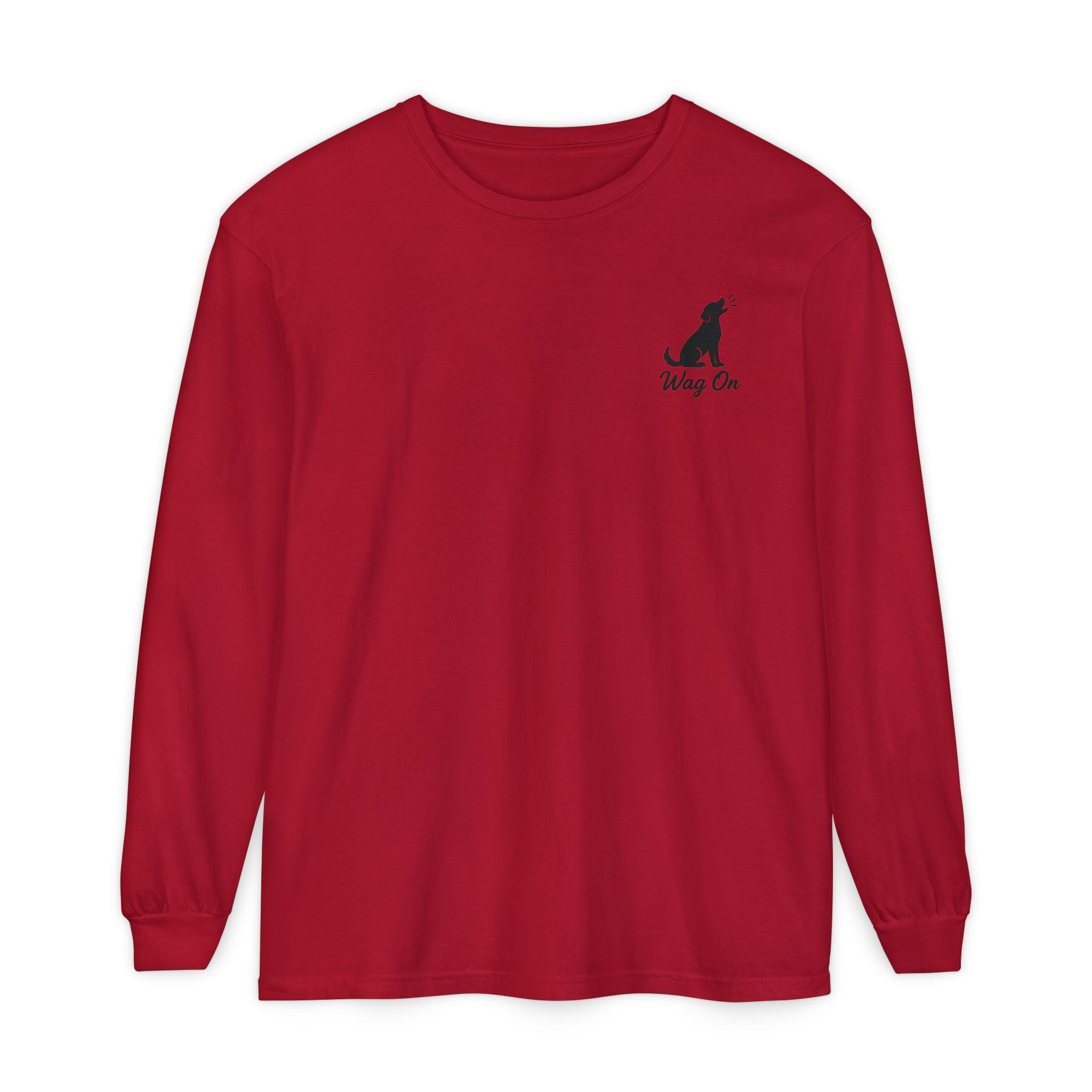 USA 250th Anniversary Long Sleeve T-Shirt — Patriotic Dog Flag Design