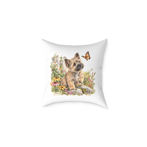 Cairn Terrier Puppy Butterfly Garden Throw Pillow Home Decor Collection Watercolor Dog Decor BarkingDog Shop