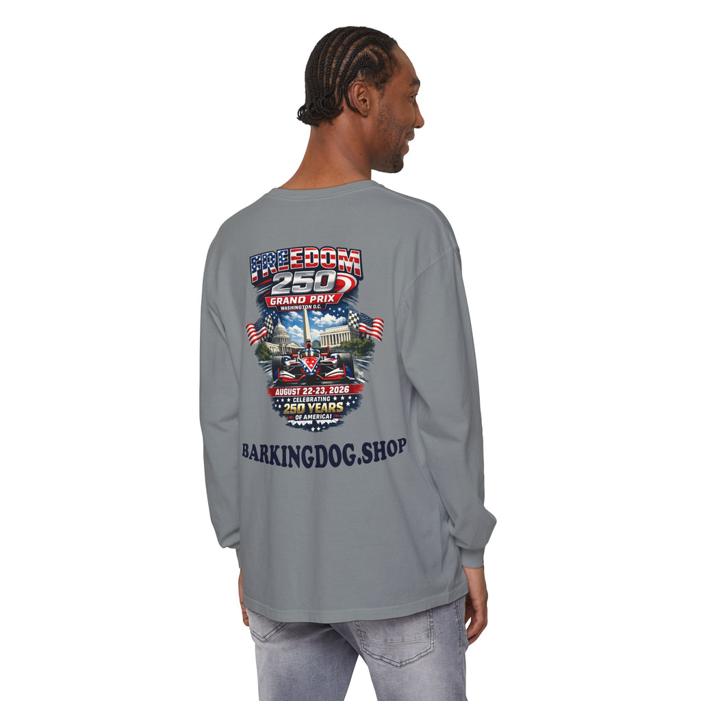 Freedom 250 Grand Prix Long Sleeve T-Shirt — "Wag On" Dog Rally Race Tee