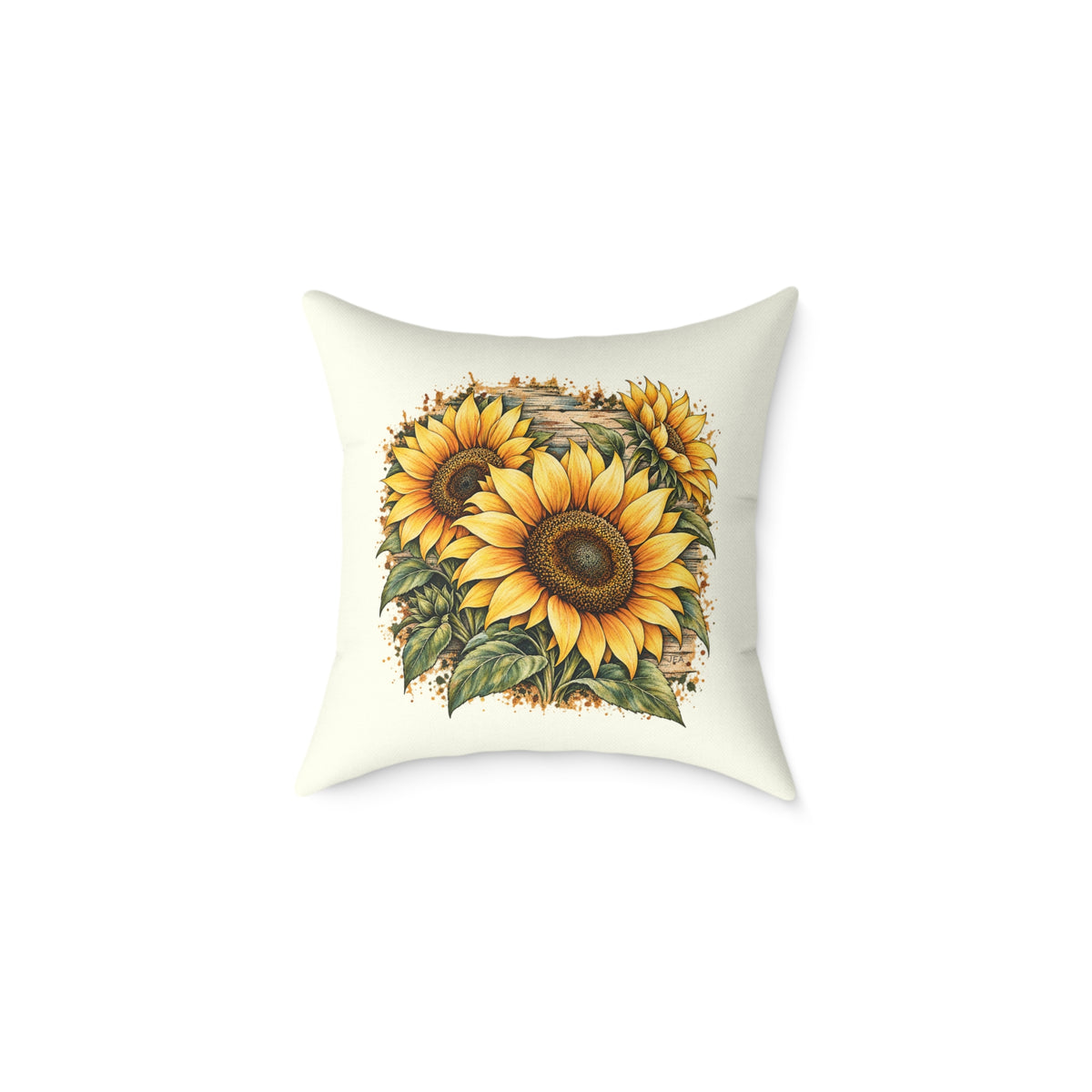 Sunflower Woodcut Relief Throw Pillow Ivory Floral Farmhouse Home Decor BarkingDog Shop