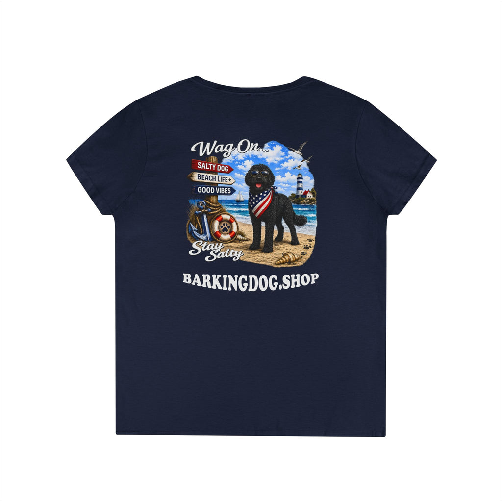Black Bernedoodle  T Shirt Stay Salty Beach Dog Lover Graphic Tee Wag On BarkingDog Shop