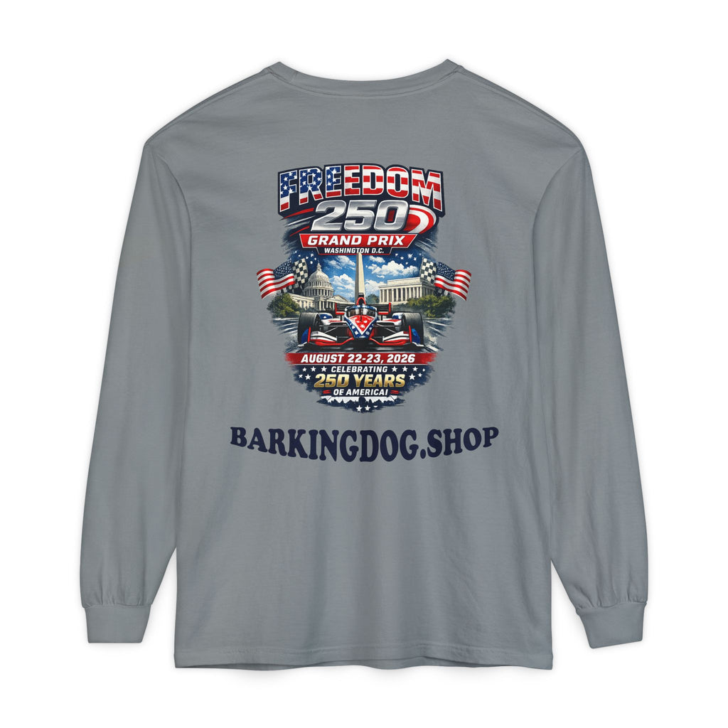 Freedom 250 Grand Prix Long Sleeve T-Shirt — "Wag On" Dog Rally Race Tee