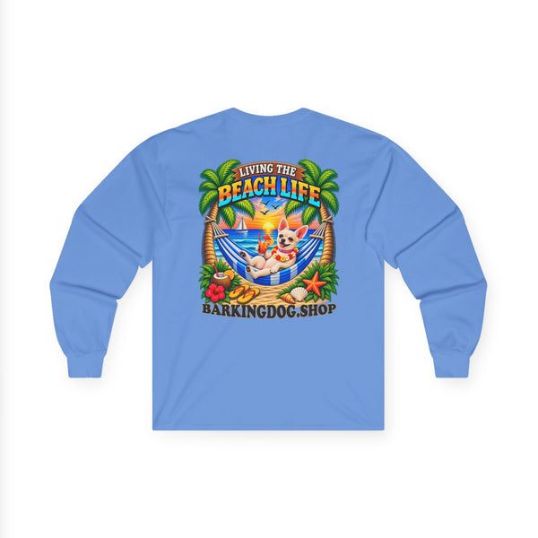 Chihuahua Beach Life Canine Long Sleeve T Shirt Beach Collection Hammock Tropical Dog Graphic Tee Wag On BarkingDog Shop