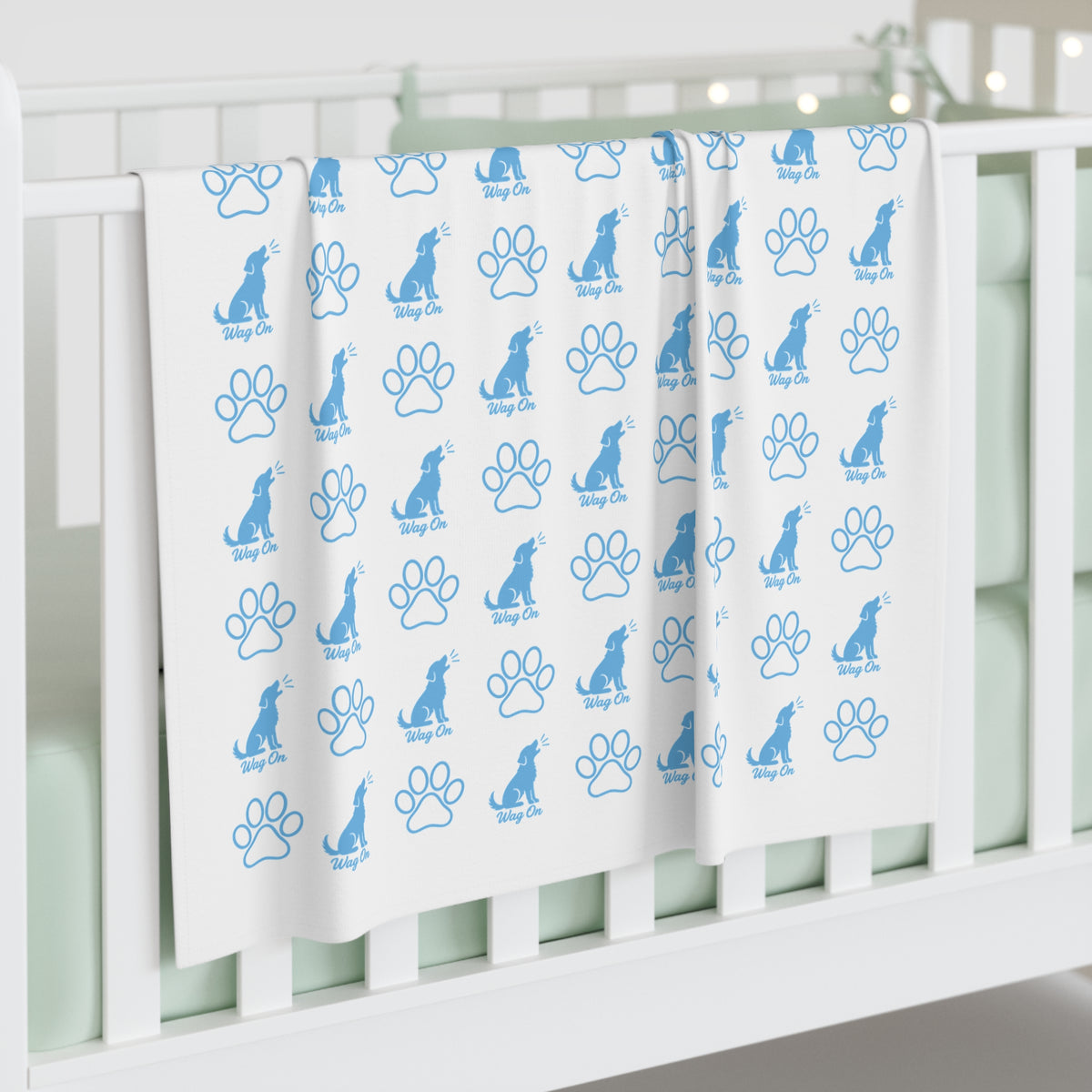 Blue Puppy Paw Baby Swaddle Blanket Babies and Puppies Collection Newborn Wrap Baby Gift BarkingDog Shop