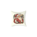 Santa Thumbs Up Woodcut Relief Throw Cushion Ivory Holiday Decoration BarkingDog Shop