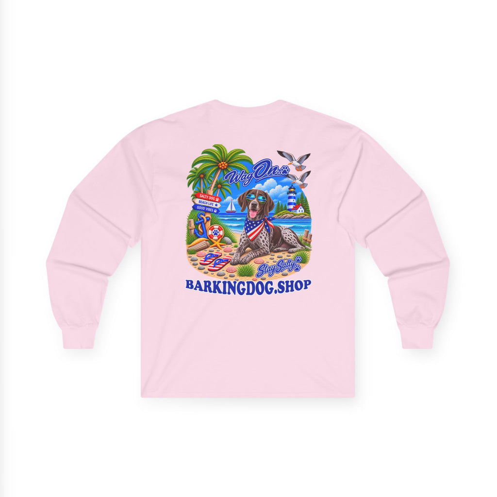 German Shorthaired Pointer Stay Salty Pup Long Sleeve T Shirt Beach Collection Coastal Dog Graphic Tee Wag On BarkingDog Shop