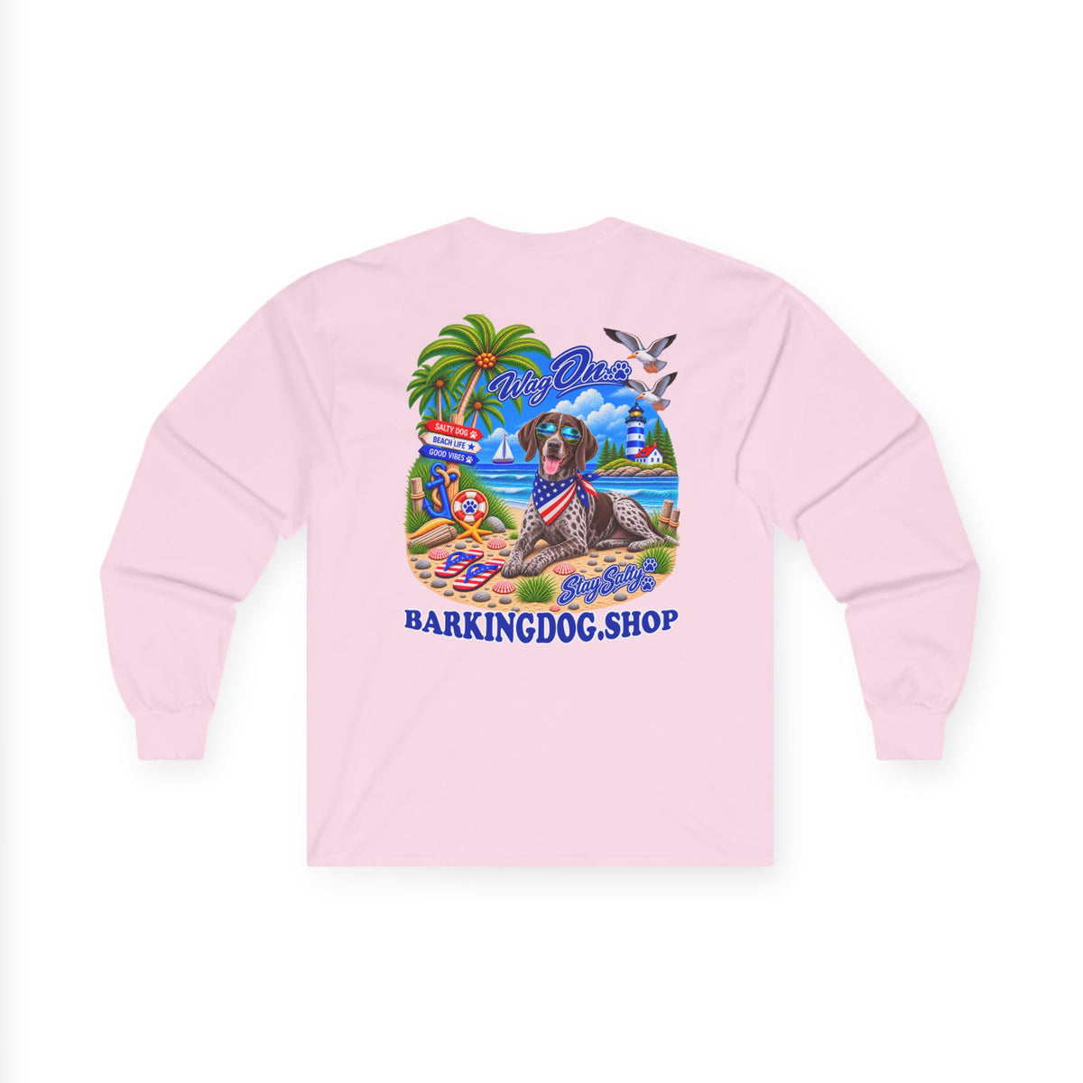 German Shorthaired Pointer Stay Salty Pup Long Sleeve T Shirt Beach Collection Coastal Dog Graphic Tee Wag On BarkingDog Shop