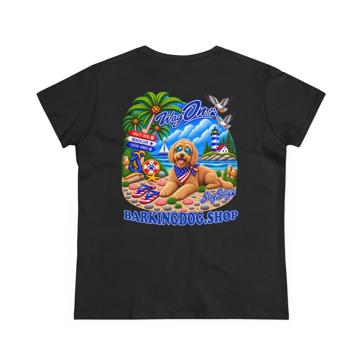 Goldendoodle Stay Salty T Shirt Beach Collection Salty Pup Beach Life Graphic Tee Wag On BarkingDog Shop