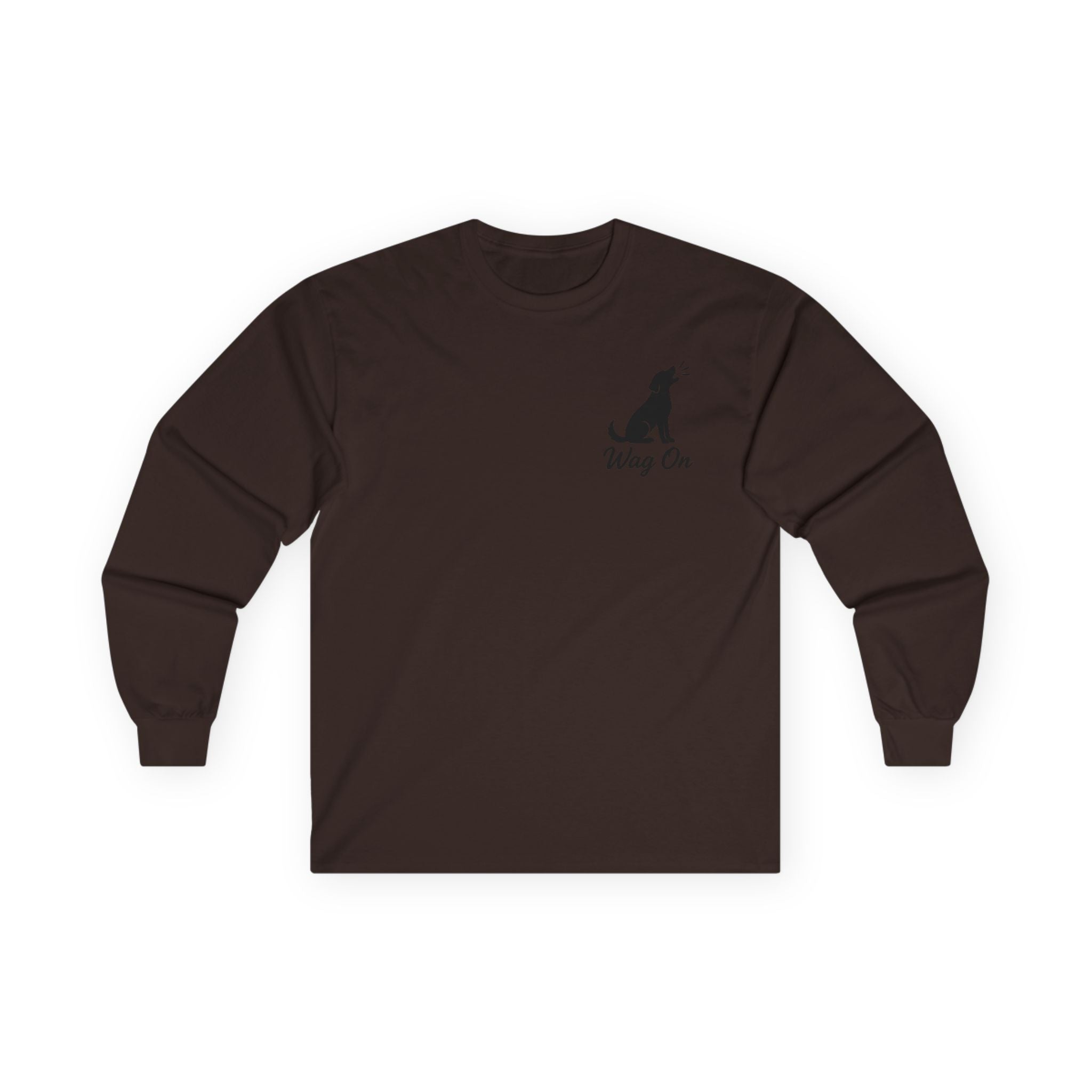 White Long Sleeve Tee — Minimal Text Repeat Graphic