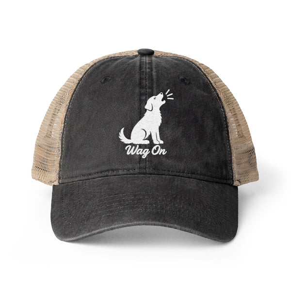 Women's Embroidered Wag On Washed Mesh-Back Cap
