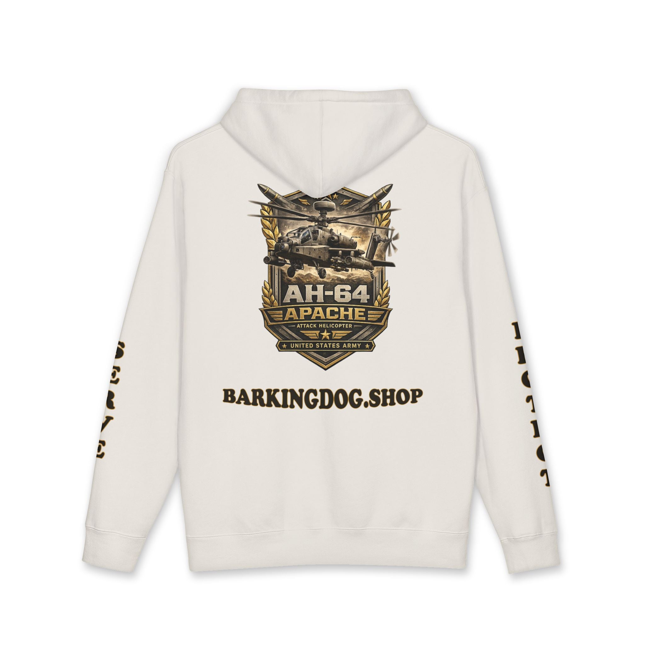 AH-64 Apache Military Helicopter Hoodie – "Wag On" Dog Graphic