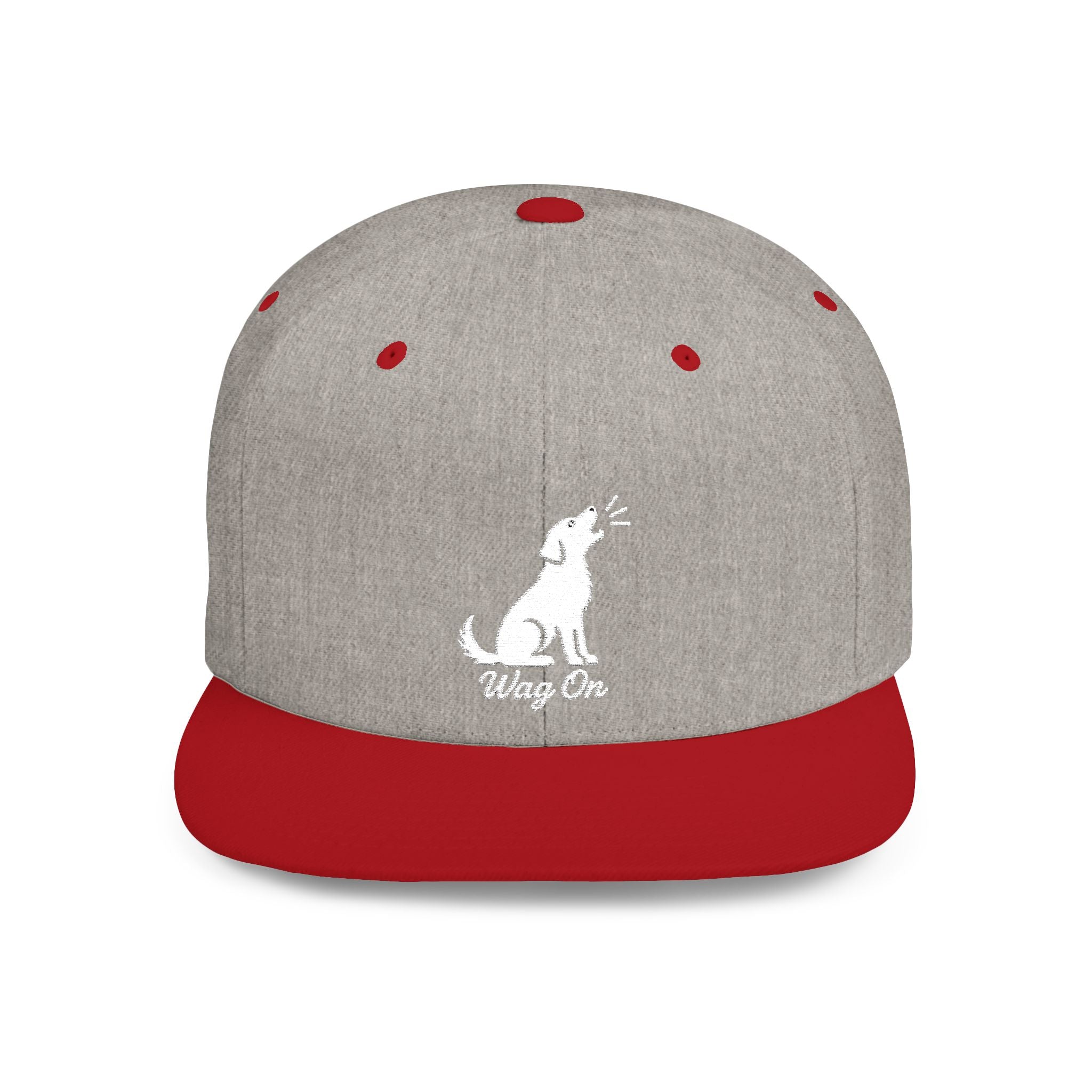 Copy of Wag On Snapback Hat — Embroidered Howling Dog Flat Bill Cap